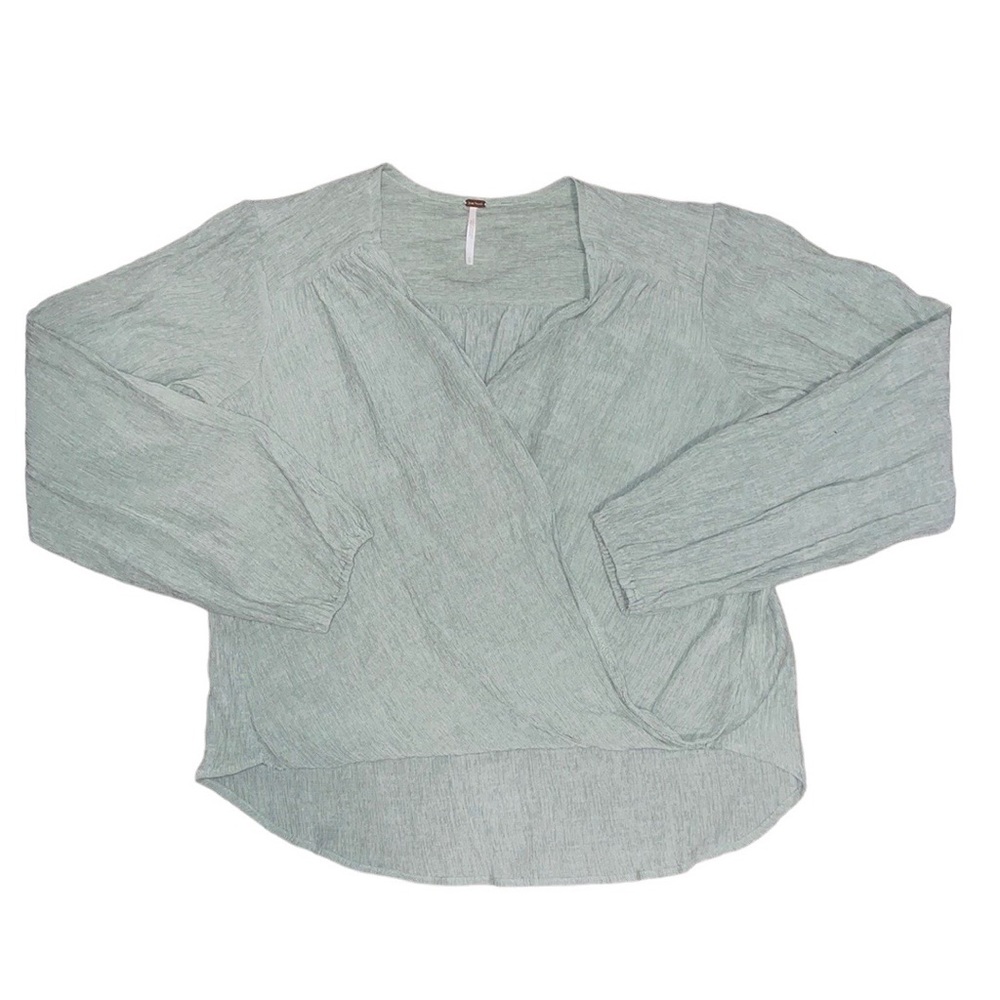 Free people sage green faux wrap top